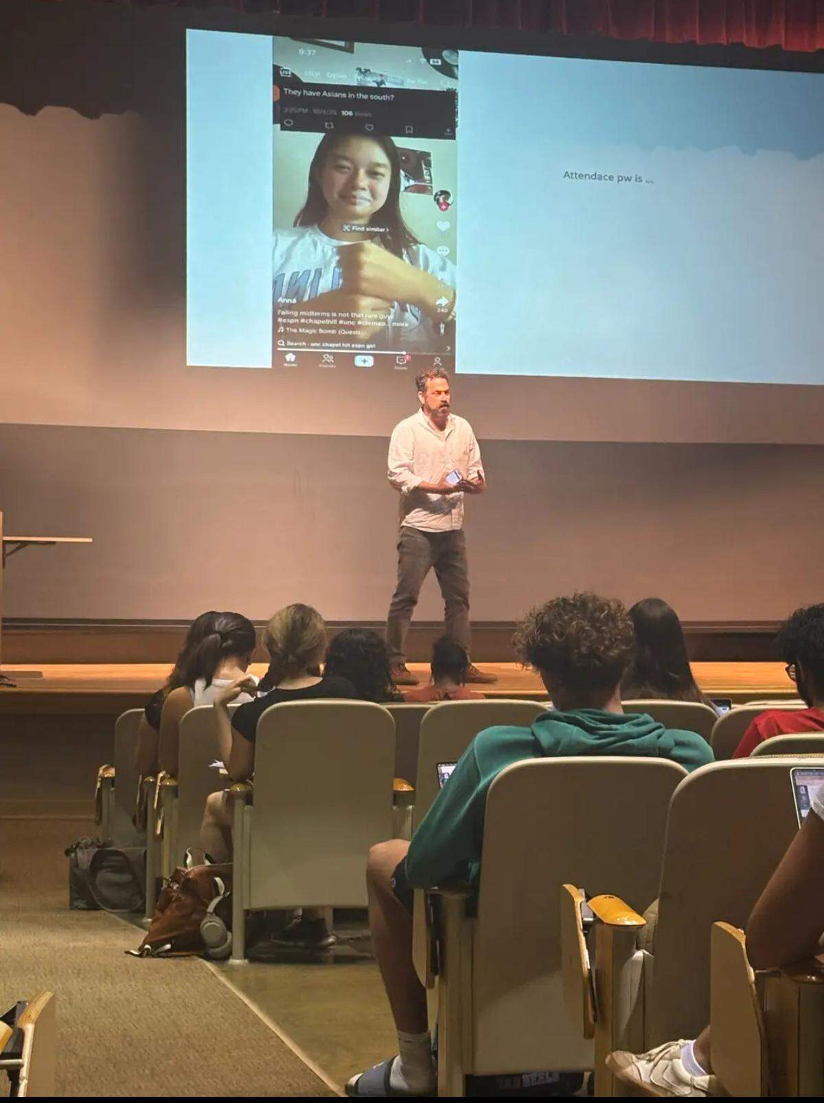 An American studies class at UNC-Chapel Hill used Anna Yi’s TikTok video detailing questions she got after her widely publicized ESPN interview, including the question, “They have Asians in the South?”