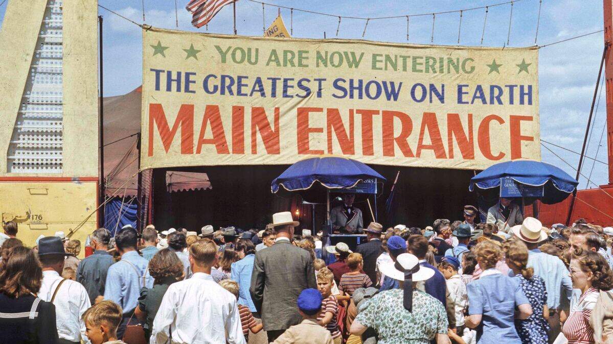 The main entrance to the Ringling Bros. Circus in Madison, Wisconsin on August 17, 1951.