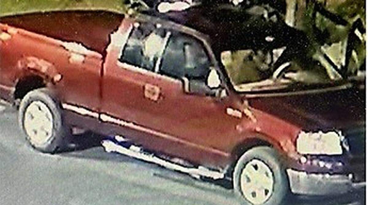 Suspects in the July 11, 2022, armed robbery of the Waffle House restaurant in Hillsborough fled in two vehicles, including this burgundy Ford F-150 truck with Texas plates.