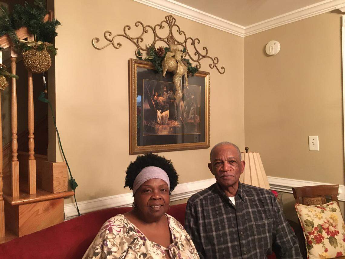 Jacqueline and George Lacy sit inside their South Lumberton home December 18, 2019. The Park Street home is in an area identified by state officials as a buyout zone, but the Lacys say they want to stay in place despite flooding during Hurricane Matthew and Hurricane Florence.