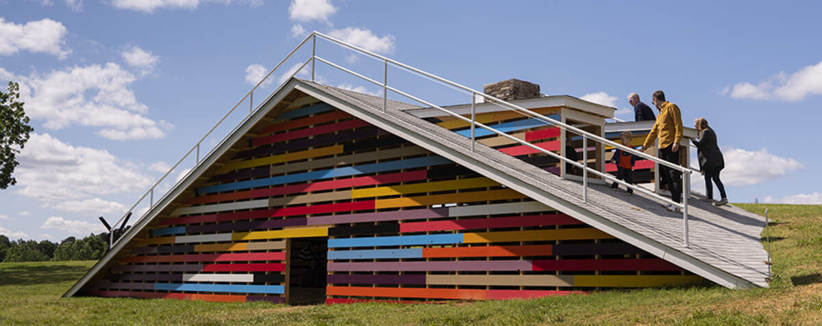 Heather Hart’s “Southern Oracle: We Will Tear the Roof Off” is a mixed-media sculpture installation in the North Carolina Museum of Art’s Park.