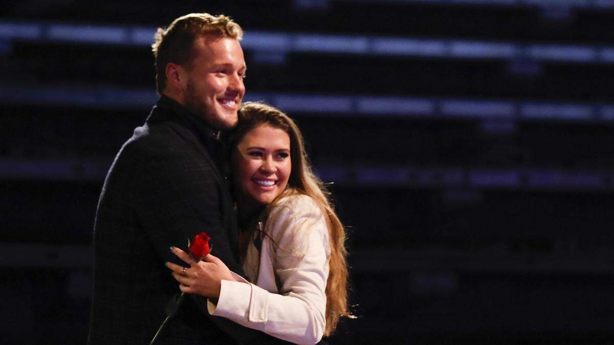 Colton Underwood, left, and Caelynn Miller-Keyes in the February 18, 2019, episode of “The Bachelor.”