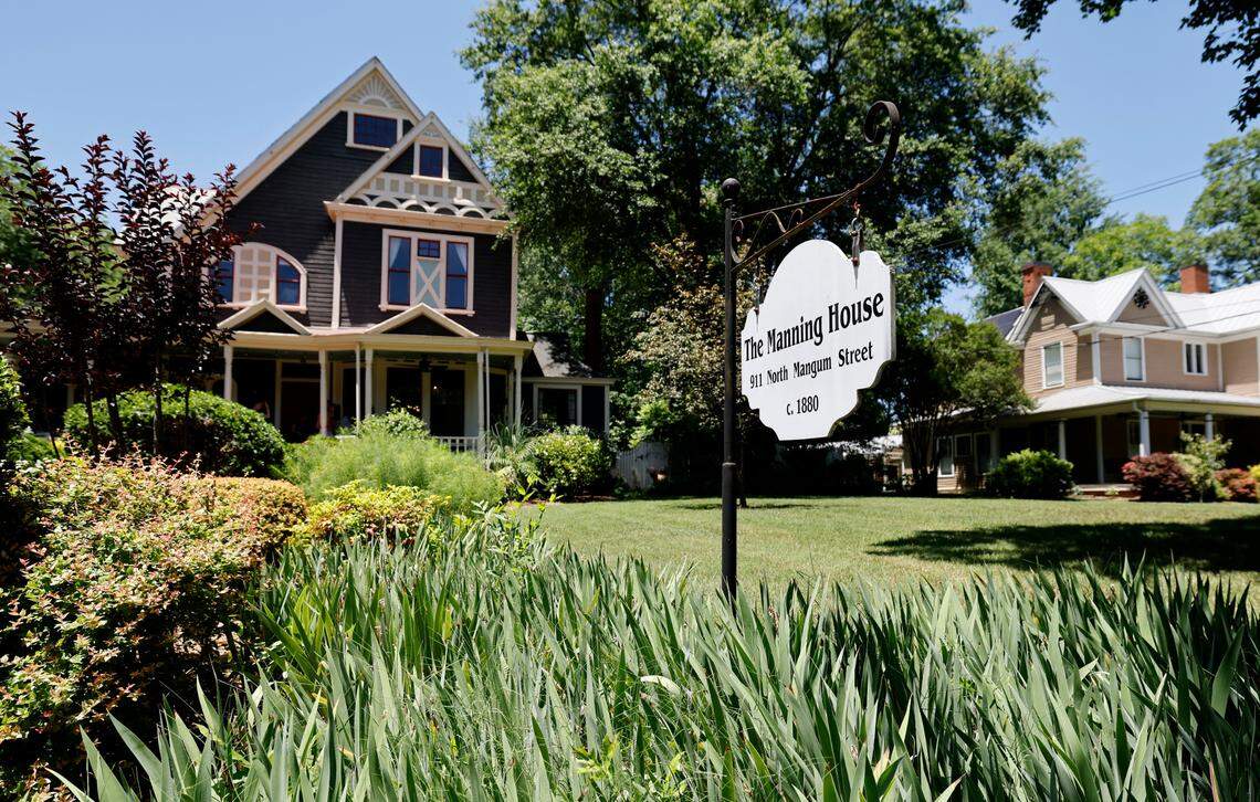 The James S. Manning House, a Queen Anne-style manor at 911 N. Mangum St., was built in 1880. It is also known as the Bull Durham House. In the film Bull Durham it was the home of Annie Savoy who was played by Susan Sarandon. The house, which was recently sold, was open to the public for a tour Saturday, June 8, 2024, by the owners and broker Adam Dickinson. Proceeds from the tour benefited Preservation Durham and the Durham Arts Guild.
