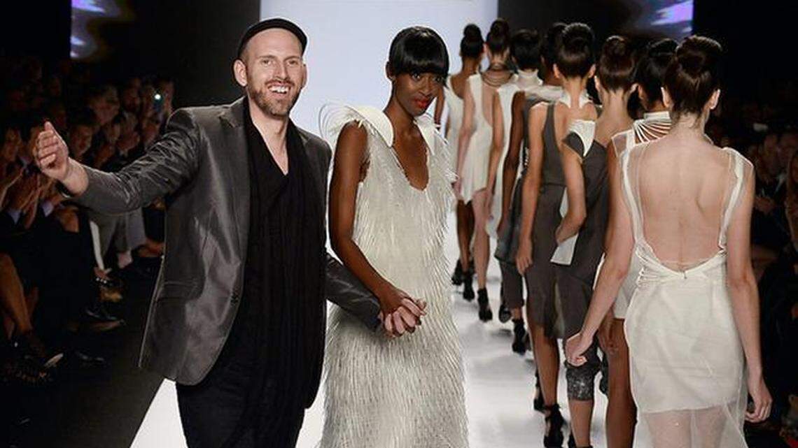 Justin LeBlanc presents his collection at New York Fashion Week during the 2013 season he appeared on “Project Runway.”  He has his own clothing label and also competed on “Project Runway All Stars” in 2014.