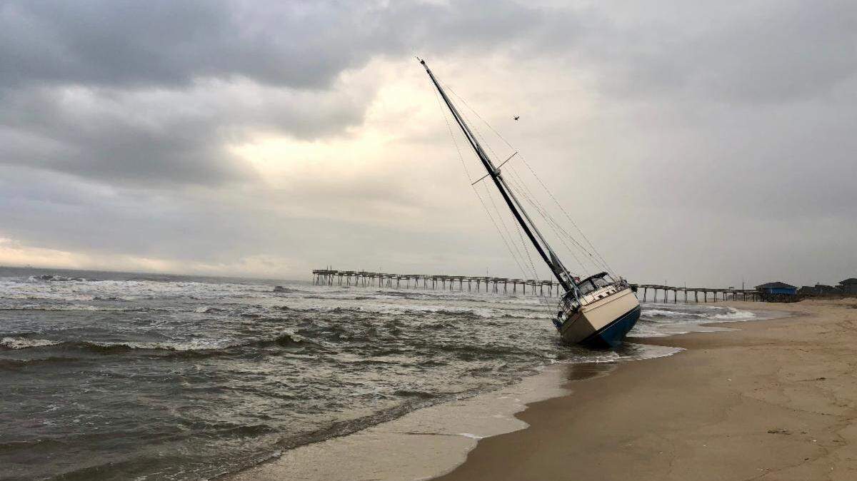 A sailing vessel ran aground near Cape Hatteras National Seashore’s Avon Fishing Pier on Saturday, Dec. 11.
