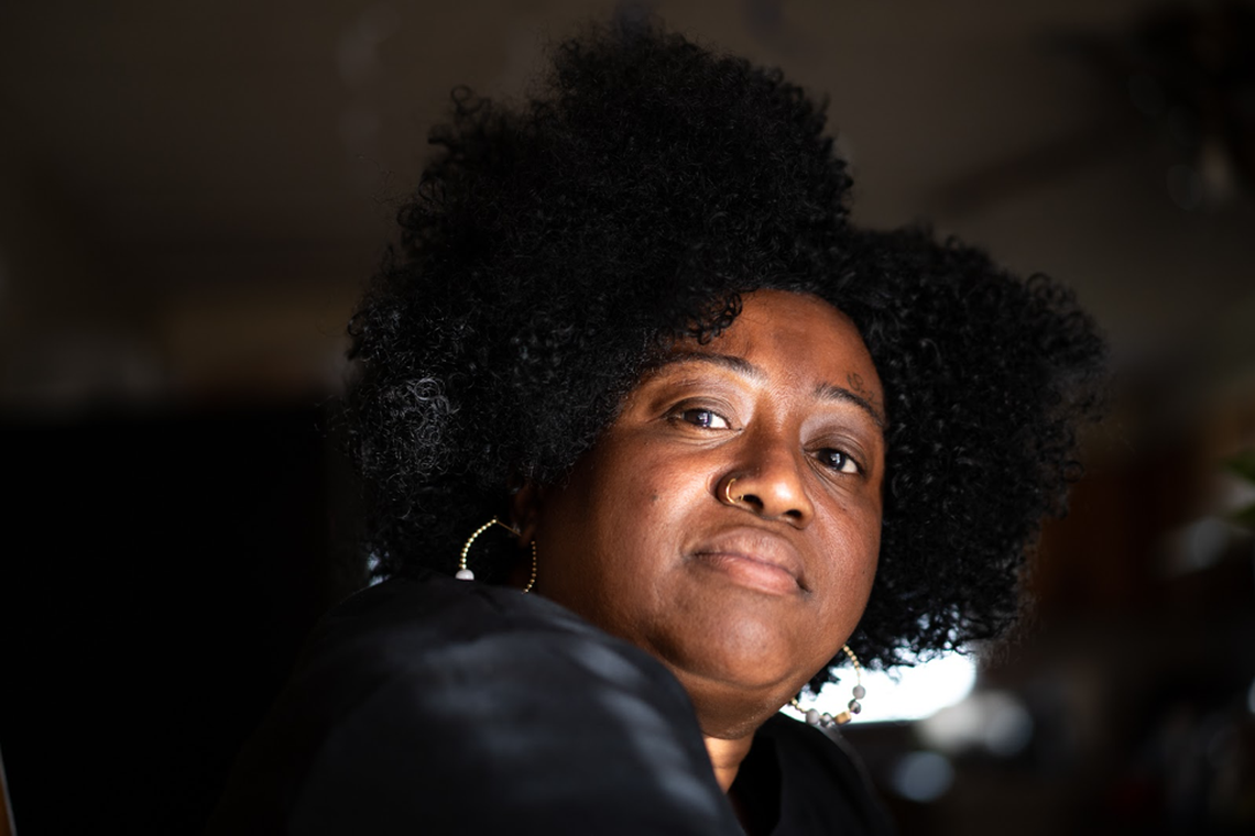 Lavern Lucier in her home in Durham, NC.
