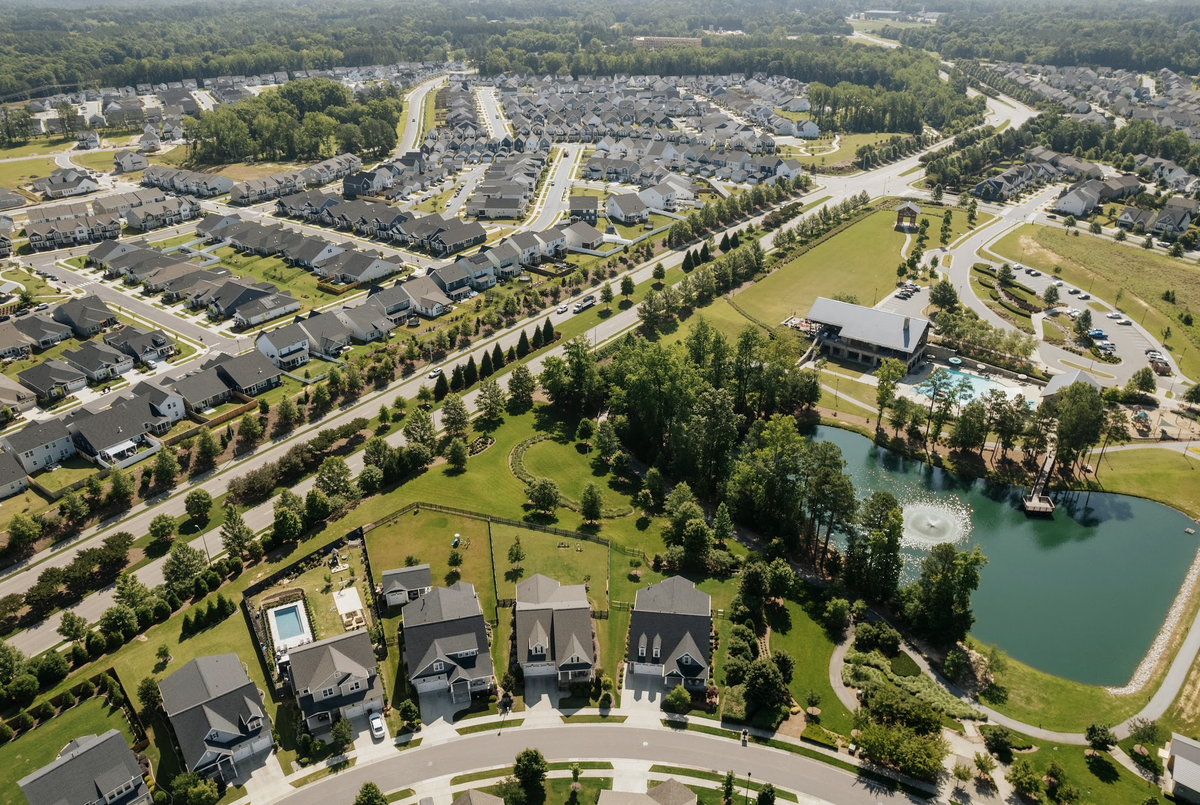 An aerial shot of Wendell Falls, a 1,100-acre development on the west side of town.