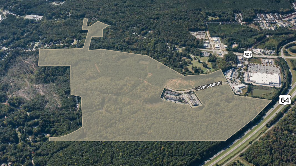 Raleigh-based The Focus Properties are selling two parcels (pictured) nearby at the intersection of U.S. Highway 64 and U.S. Highway 15-501 in Pittsboro.