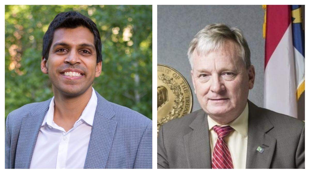 Ronnie Chatterji, left, and Dale Folwell are running for state treasurer.