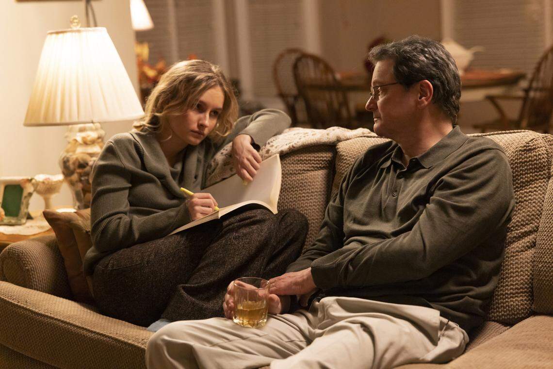Olivia DeJonge as Caitlin Atwater and Colin Firth as Michael Peterson in the HBO Max series “The Staircase.”