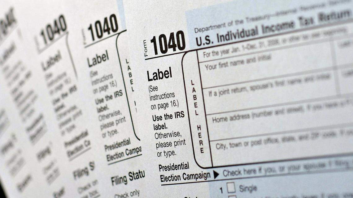U.S. Individual Income Tax Return form 1040's are displayed for a photograph in Philadelphia, Pennsylvania, Thursday, March 29, 2007.