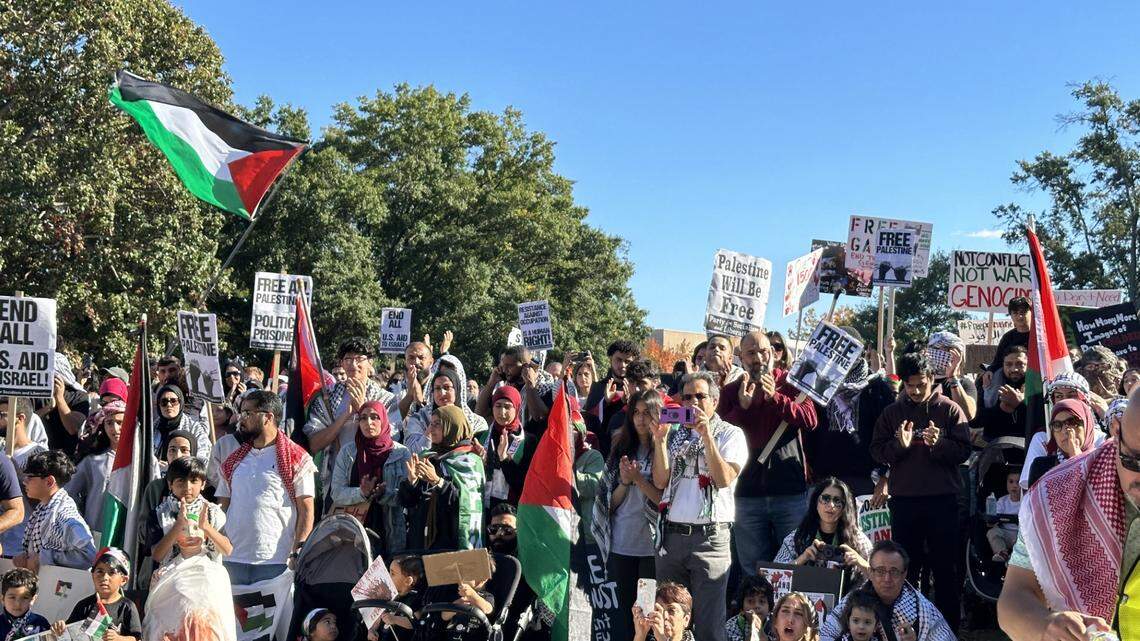 Crowds rally behind Palestine in downtown Raleigh, denounce Israel’s bombing of Gaza