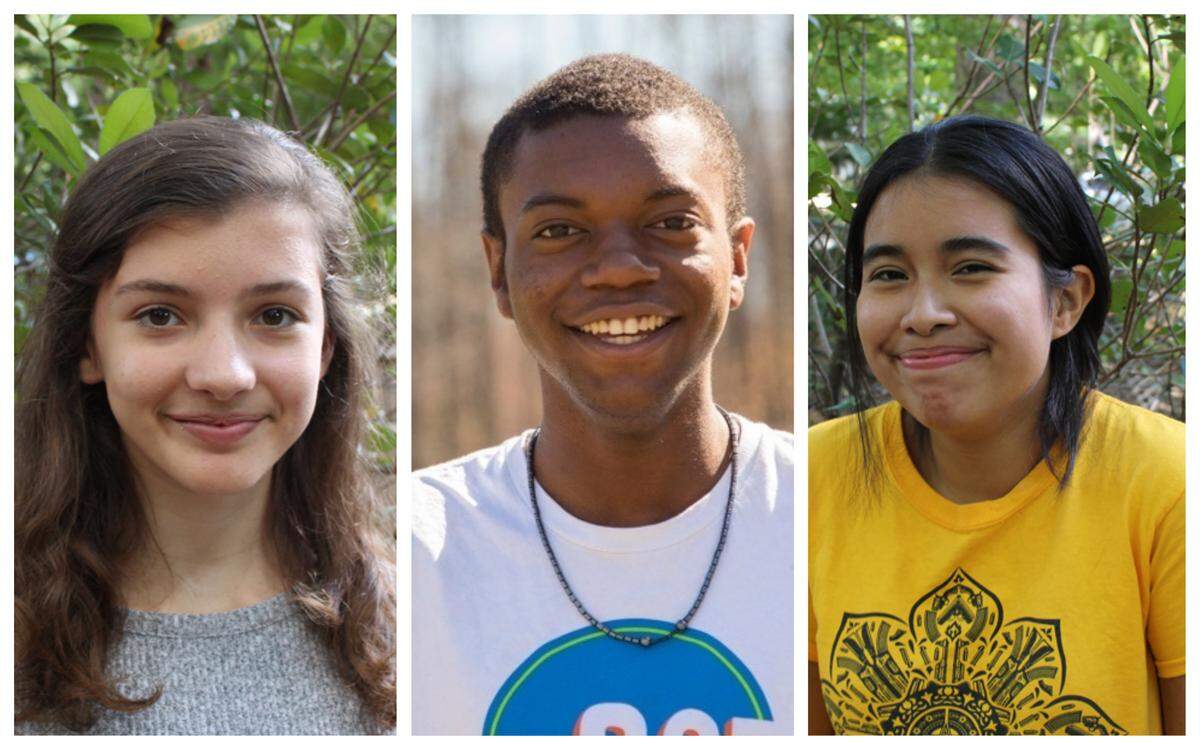 From left, Rose Houck, Issac Smith and Jackie Reyes are fellows with the Alliance for Climate Education.