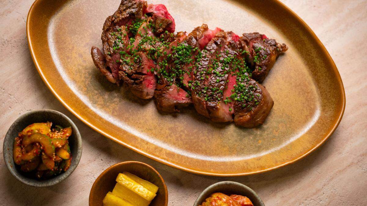 The new Raleigh restaurant Peregrine opens in April as a modern American spot with South Asian flavors, such as this dry-aged ribeye with gochujang butter.