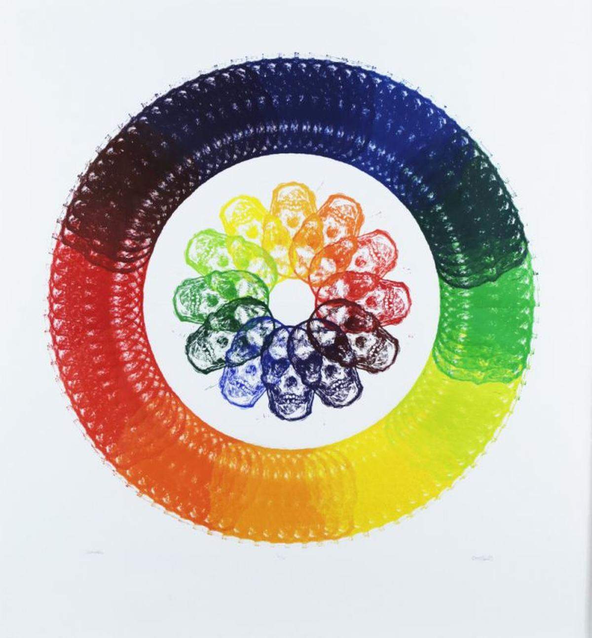 “Color Wheel,” Scott Avett. 2014, linoleum block print. Courtesy of the artist.