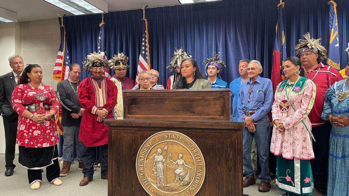 Eudora Locklear, a member of the North Carolina Tuscarora Nation, speaks about efforts to achieve state recognition for her tribe.