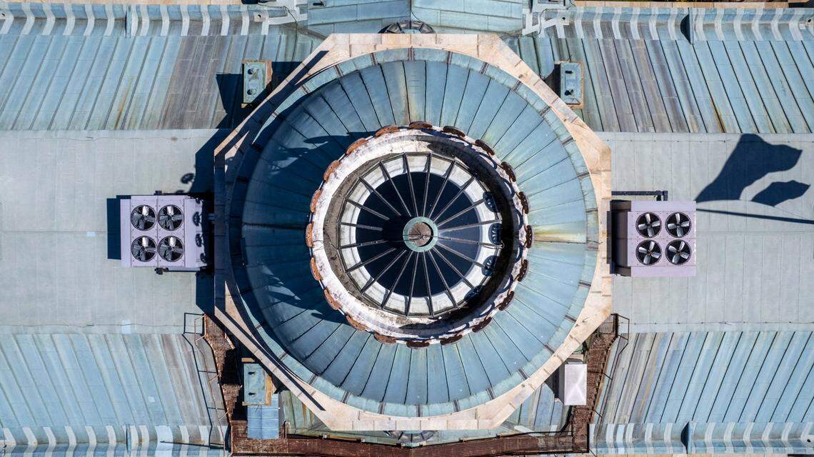 An aerial view of the NC State Capitol rotunda Tuesday, March 14, 2022.