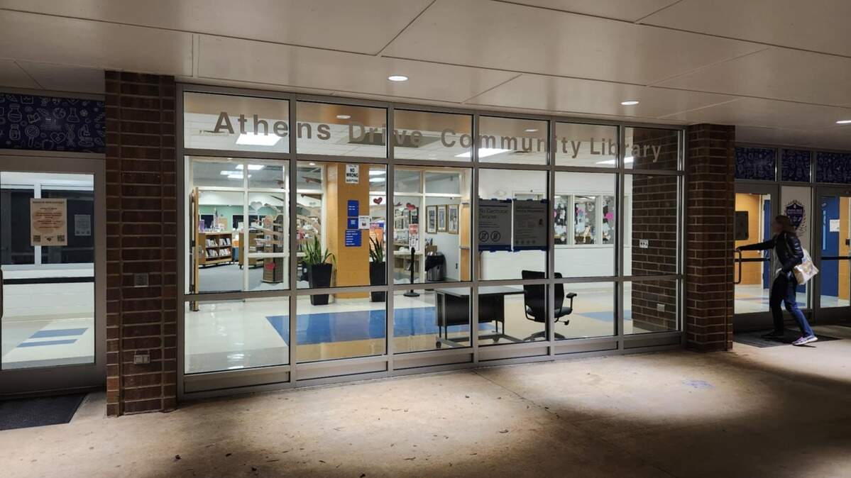 The outside of the Athens Drive Community Library on Jan. 30, 2025.