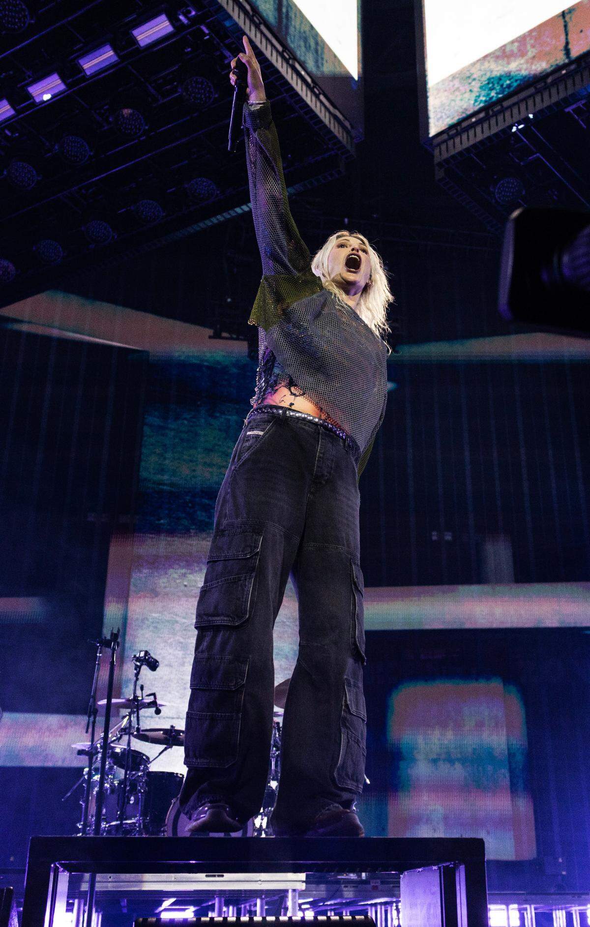 Emily Armstrong fronts Linkin Park in concert on their “From Zero World Tour 2025” at Raleigh, N.C.’s Lenovo Center, Tuesday night, May 6, 2025.