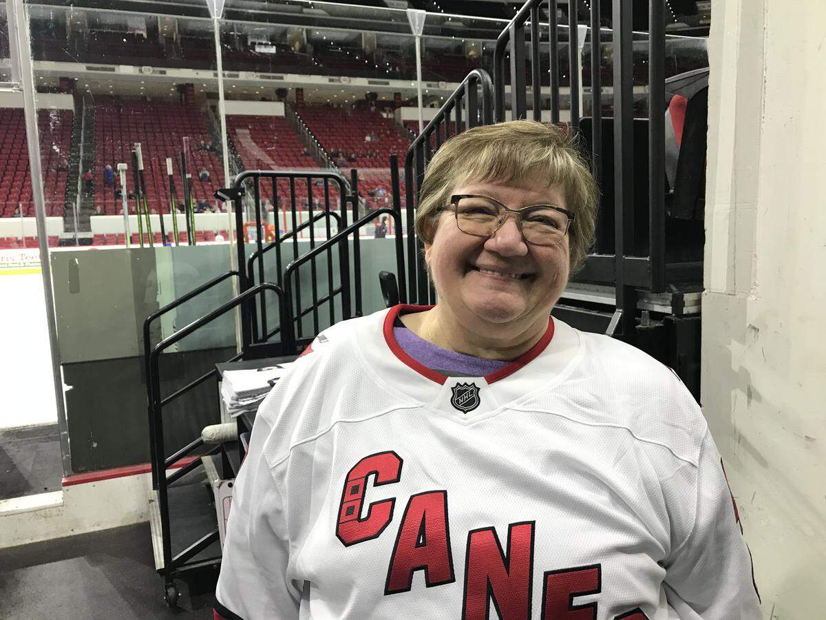 Marlene Reimer, the mother of Carolina Hurricanes goalie James Reimer, is making her first “Moms Trip with her son as the Canes play a road game Tuesday against Nashville.