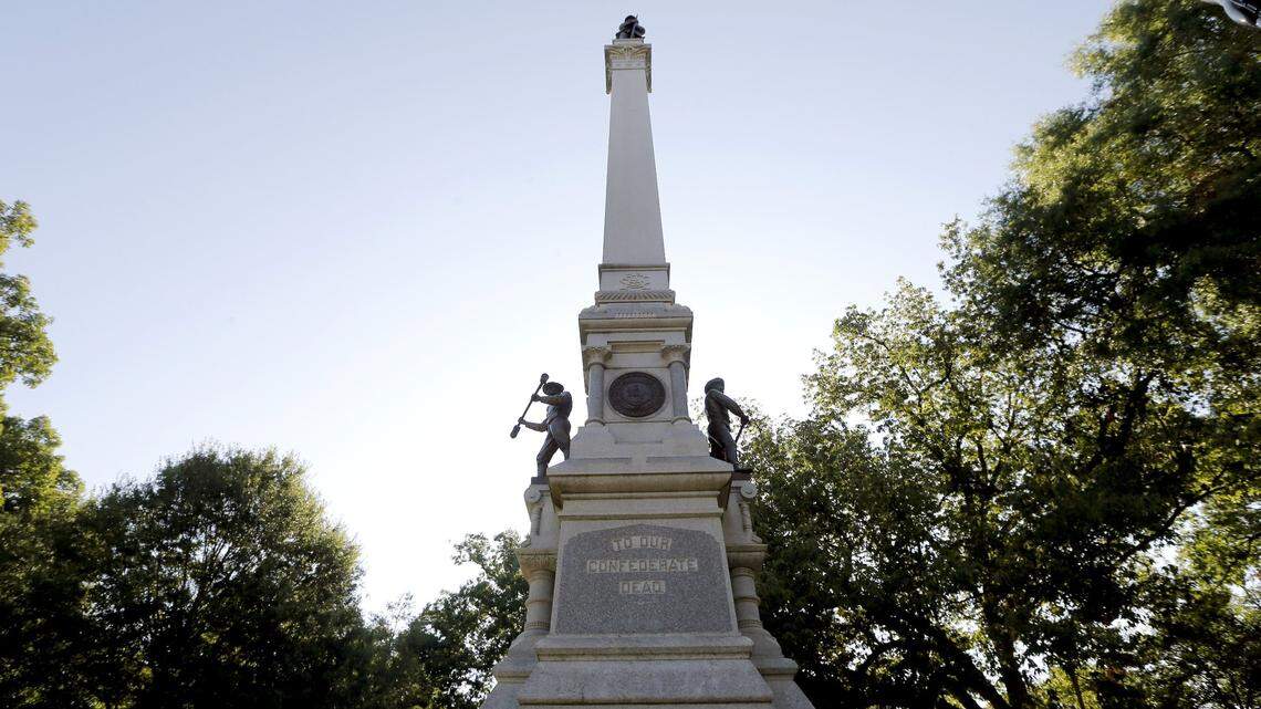 A monument to Confederate soldiers stands on the N.C. Capitol grounds in Raleigh.