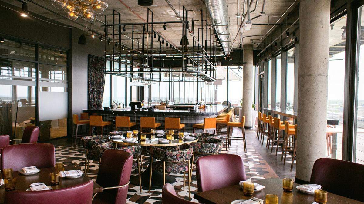 The Lenny, Durham’s newest and tallest rooftop restaurant, offers views of Durham Bulls stadium.