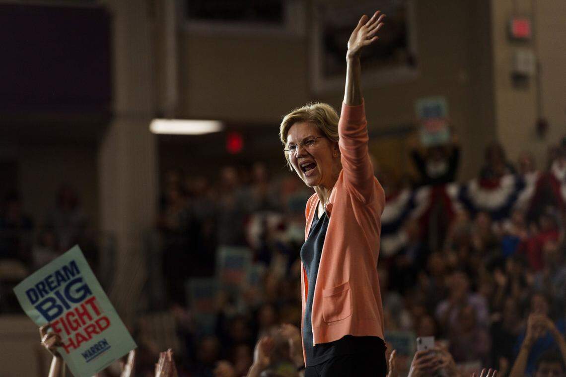 Democratic candidate and Massachusetts Senator Elizabeth Warren speaks to supporters at her campaign rally at Broughton High School in Raleigh, NC on Nov 7, 2019. The high school gym was at full capacity which is estimated to be around 3,500 people.