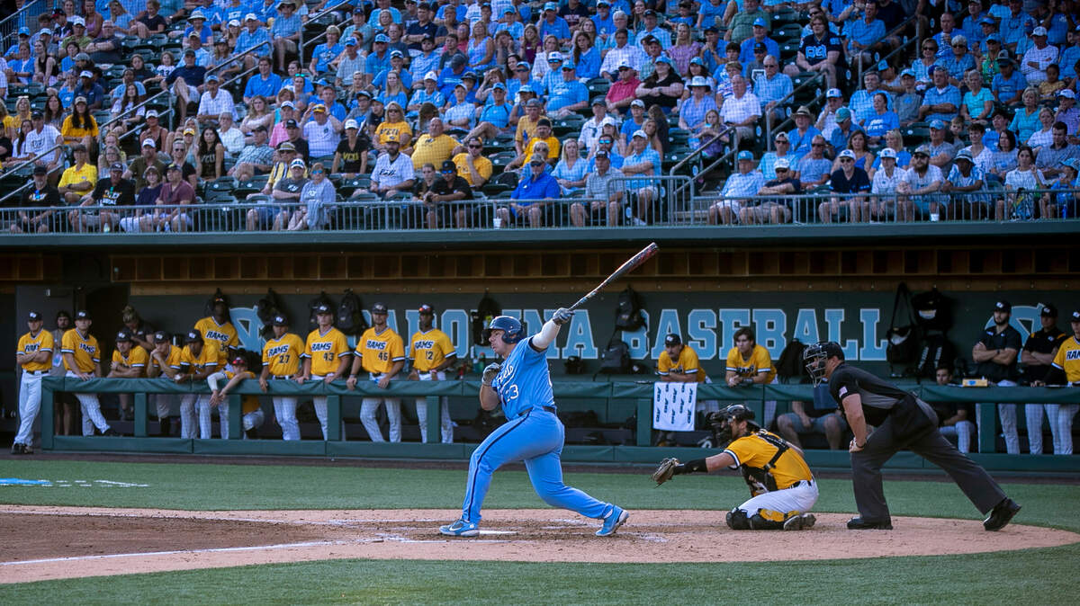 North Carolina’s Alberto Osuna (23) bats against VCU on Monday, June 6, 2022 at Boshamer Stadium in Chapel Hill, N.C.