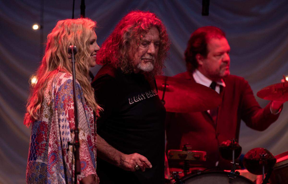 Robert Plant and Alison Krauss in concert on their “Raise the Roof Tour” Tuesday night, June 14, at Cary, N.C.’s Koka Booth Amphitheatre.