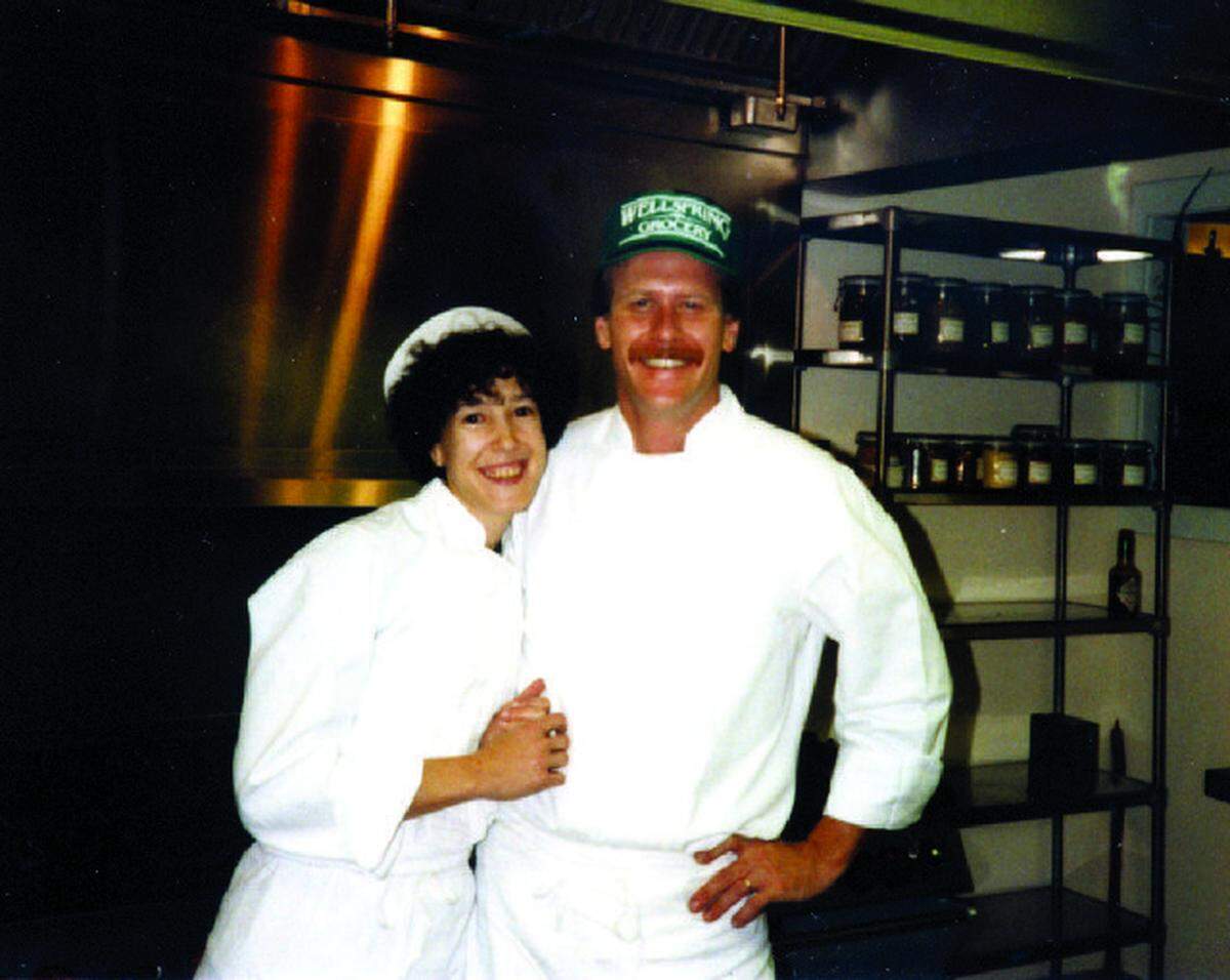 Karen and Ben Barker pose on the day they opened the Magnolia Grill in 1986.