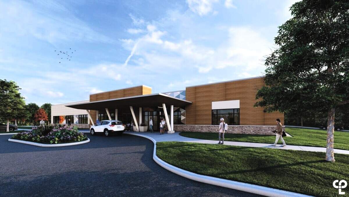Construction of the 21,000-square-foot Crisis Diversion Facility next to UNC Hospitals in Hillsborough could begin in August 2025, officials said. Pictured is the proposed front entrance to the building.