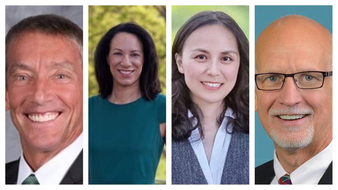 Cary Mayor and town council District D candidates (left to right) Harold Weinbrecht, Beth Friedrich,Ya Liu, and Ken George courtesy of their campaigns. Election day in Cary is Oct. 8.
