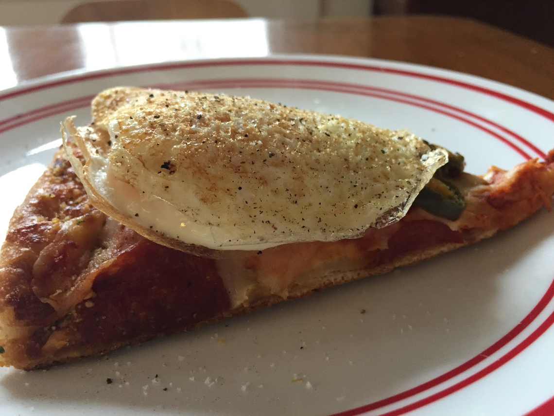 Take leftover or frozen pizza and give it new life with creative bits and pieces from your fridge. Here, The N&O’s Drew Jackson tops a slice with a fried egg.