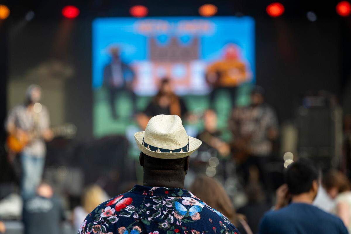 Fans watch as Neon Union performs Day 2 of the Hopscotch Music Festival Friday, Sept. 8 2023 at Moore Square in Raleigh.
