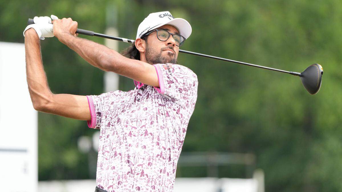 Akshay Bhatia plays his shot from the third tee during the third round of the Charles Schwab Challenge golf tournament in Forth Worth, Texas. Bhatia, of Wake Forest, earned his first PGA Tour win on Sunday at the Barracuda Championship.
