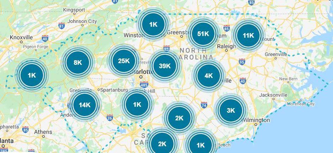 A screen grab of Duke Energy’s website at 7:40 a.m.