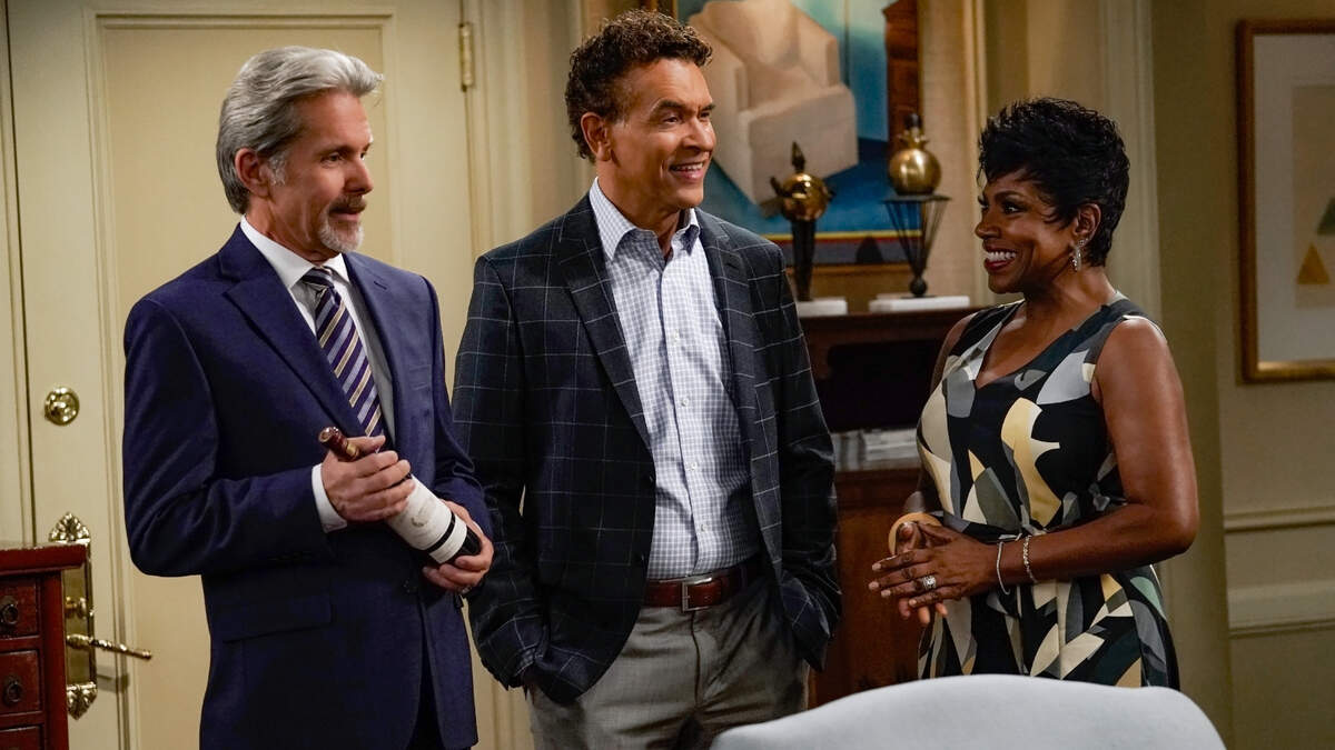 (L-R): Gary Cole as Freddy, Brian Stokes Mitchell as Walt, and Sheryl Lee Ralph as Rose in the CBS sitcom “FAM.”