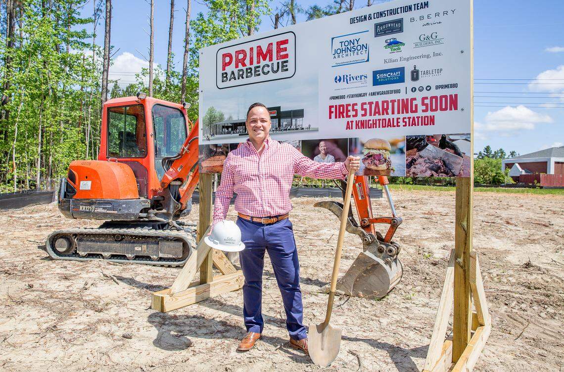 Pitmaster Chris Prieto breaks ground on his new restaurant Prime Barbecue on May 7, 2018, in Knightdale. He expects it to open later this year.