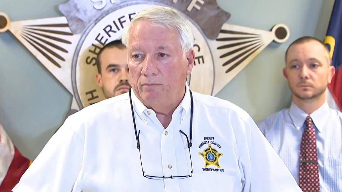 Harnett County Sheriff Wayne Coats speaks during a press conference Thursday, Feb. 27, 2025, in this image from video.