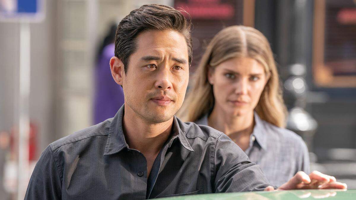 Raymond Lee as Dr. Ben Song and Caitlin Bassett as Addison in NBC’s “Quantum Leap.”