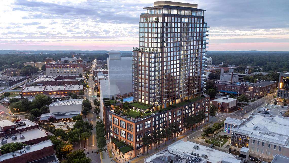 Construction began in March 2022 on the high-rise development called The Novus on 400 W. Main Street in Durham’s Five Points district, one of the city’s most bustling commercial corridors.