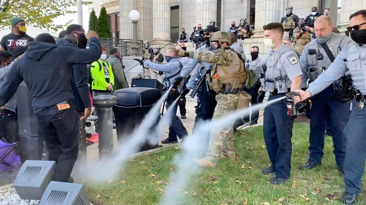 March to Alamance polls ends with police using pepper-spray on protesters, children