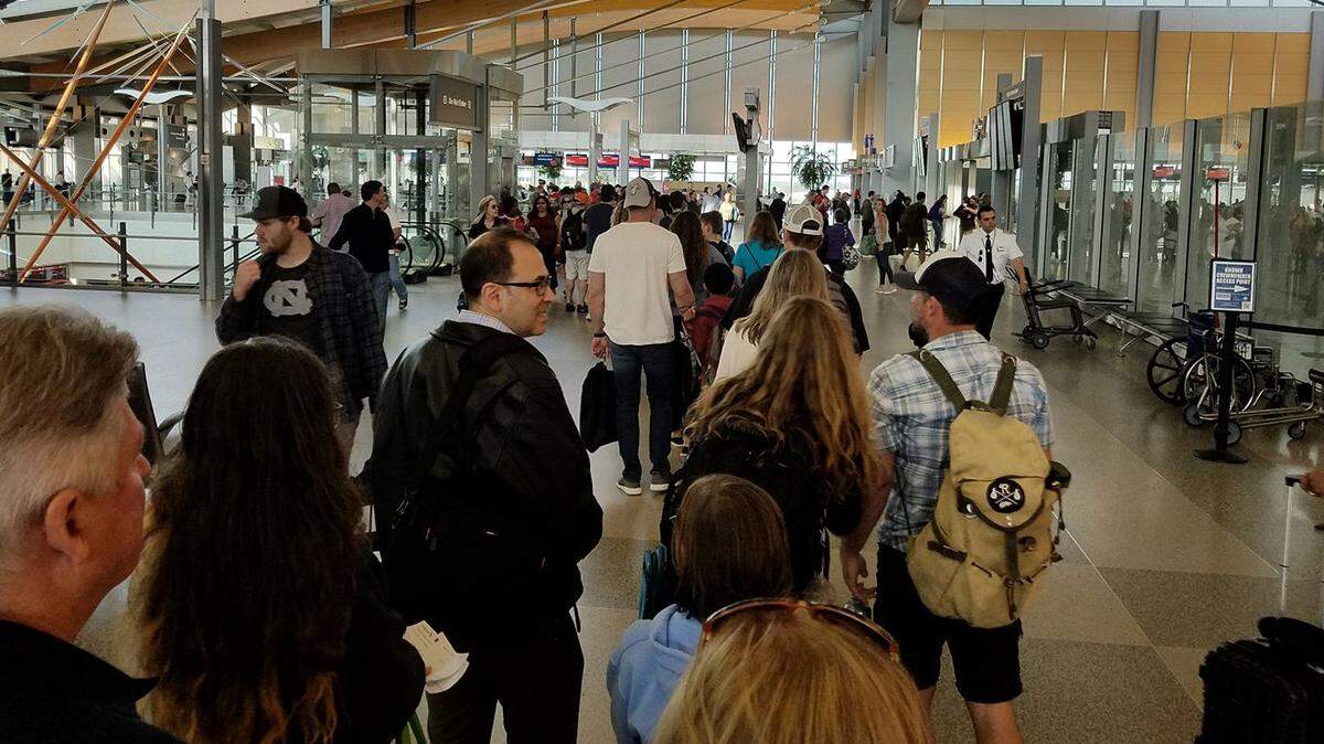 The lines for security in Terminal 2 at Raleigh-Durham International Airport were unusually long on Friday, May 11, 2018.