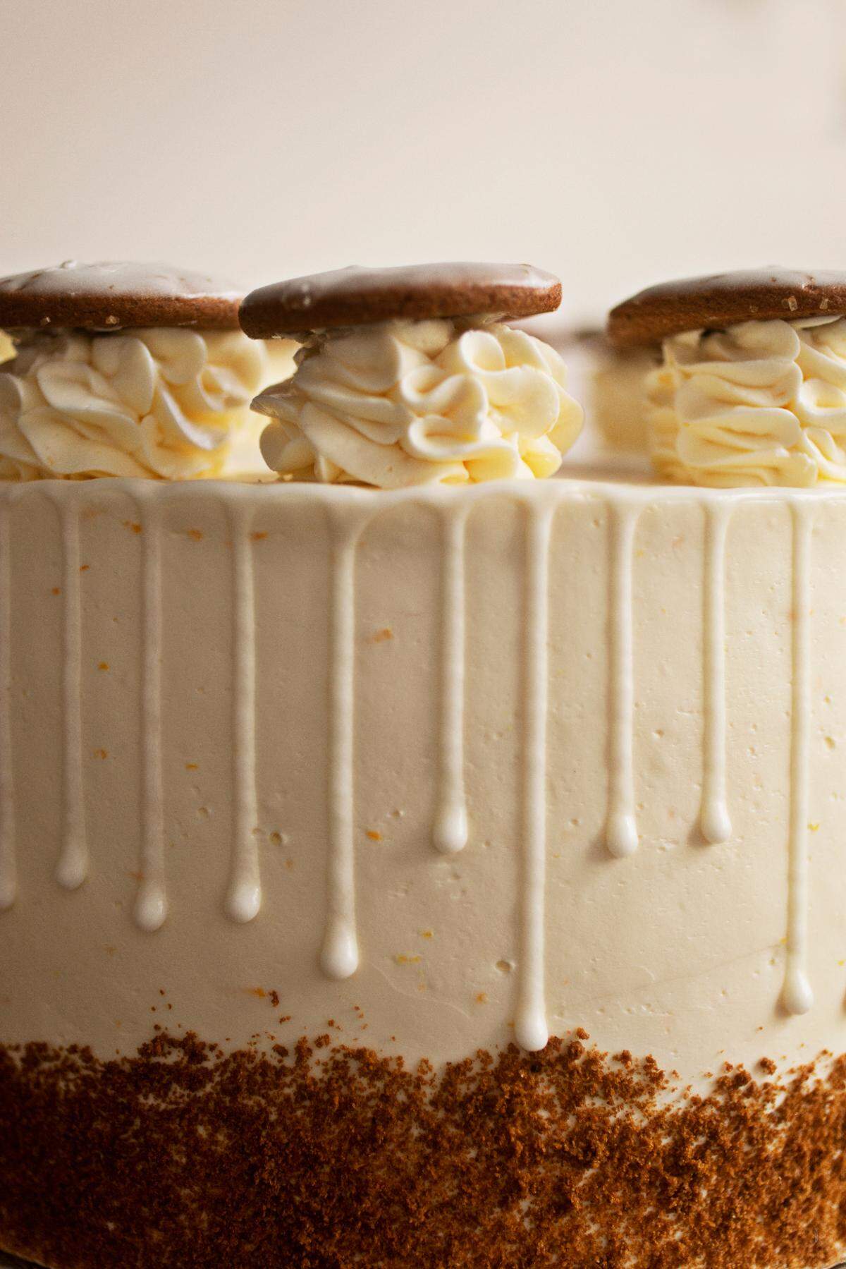 Plum Southern Kitchen & Bar’s Gingerbread Cake from pastry chef Emma Shank is made with creme cheese filling, orange buttercream and topped off with gingersnap cookies