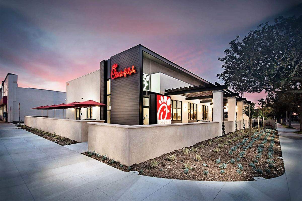 Community Design Commission member Megan Patnaik offered this unique Chick-fil-A building as an example of what would fit in with the future University Place mixed-use community in Chapel Hill.