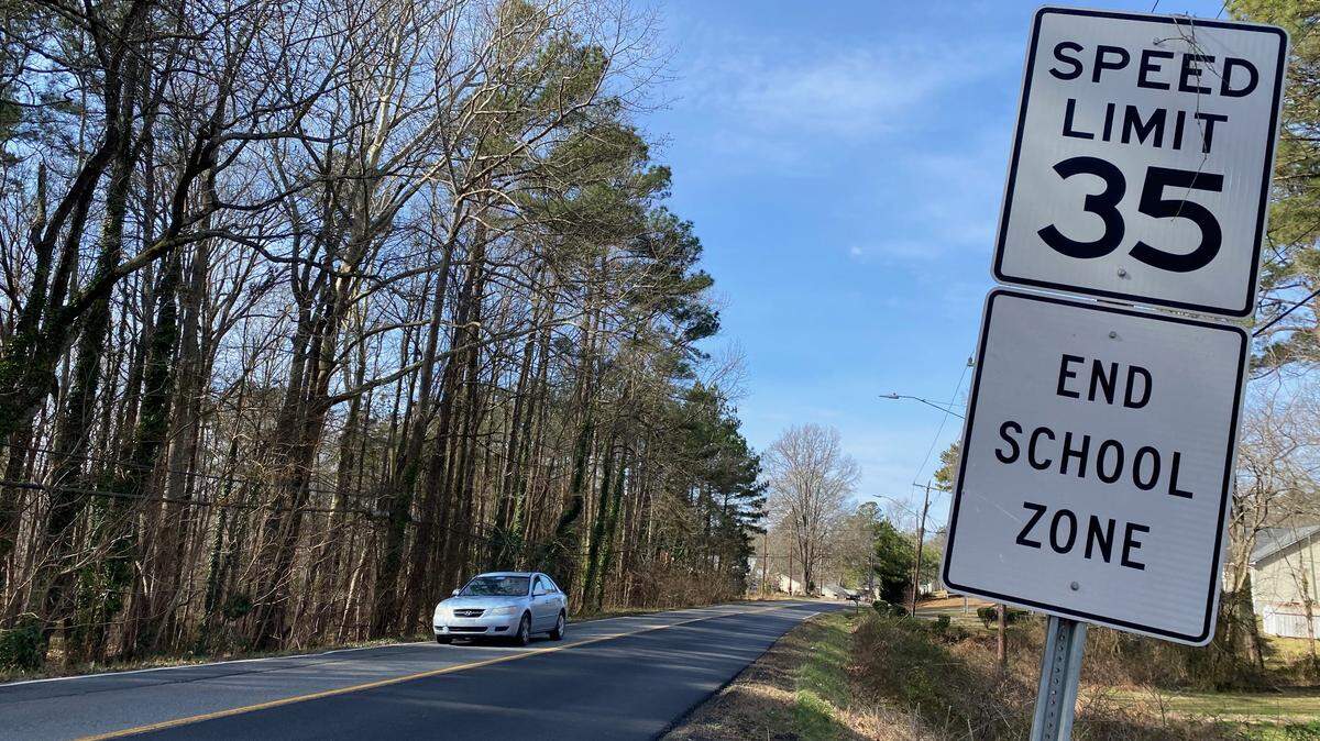 Cheek Road leading to Merrick-Moore Elementary School