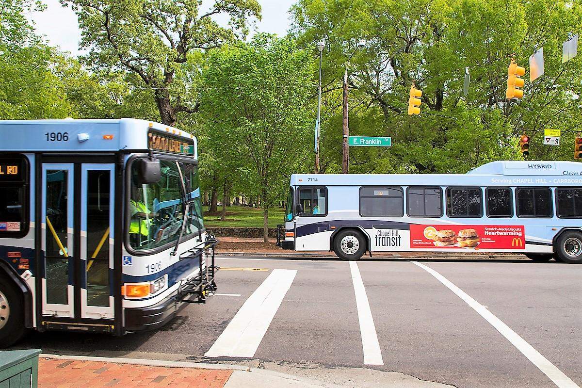 Chapel Hill Transit has added hybrid and fully electric buses to its fleet over the last several years. A $50,000 climate action grant from Orange County will allow the town to add an electric garbage truck and an electricity-powered commercial mower.