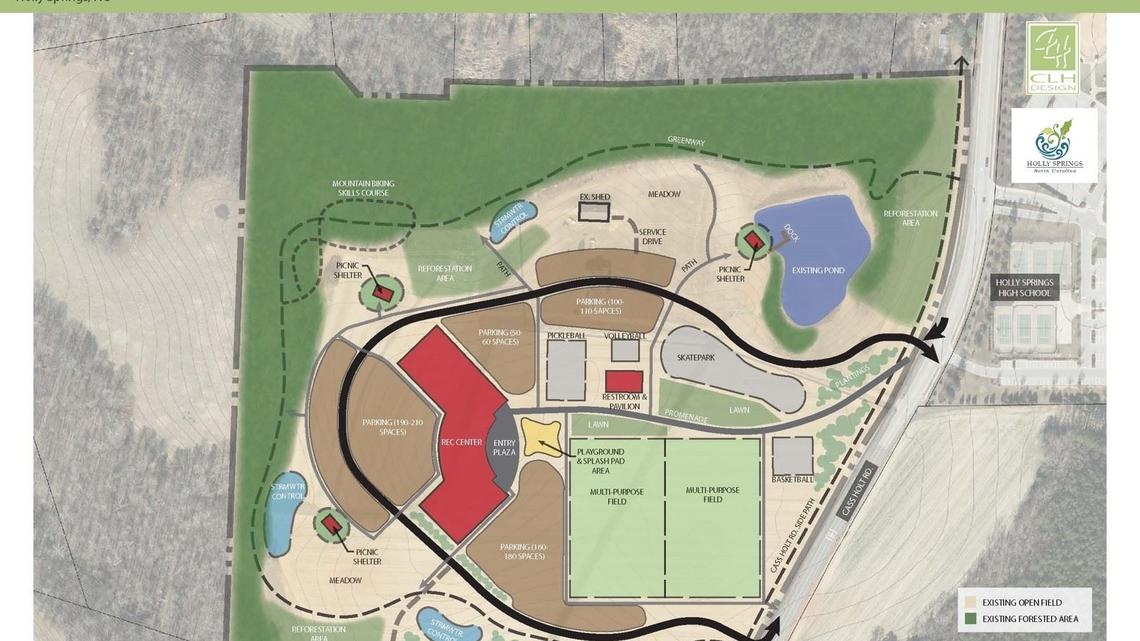 Holly Springs Town Council unanimously approved the master plan for the 56-acre Cass Holt Road Park in March 2022.