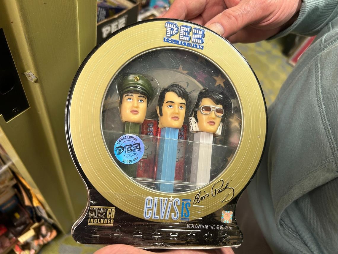 A collection of Elvis Presley PEZ dispensers at Newton Antiques & Collectibles in Newton, NC