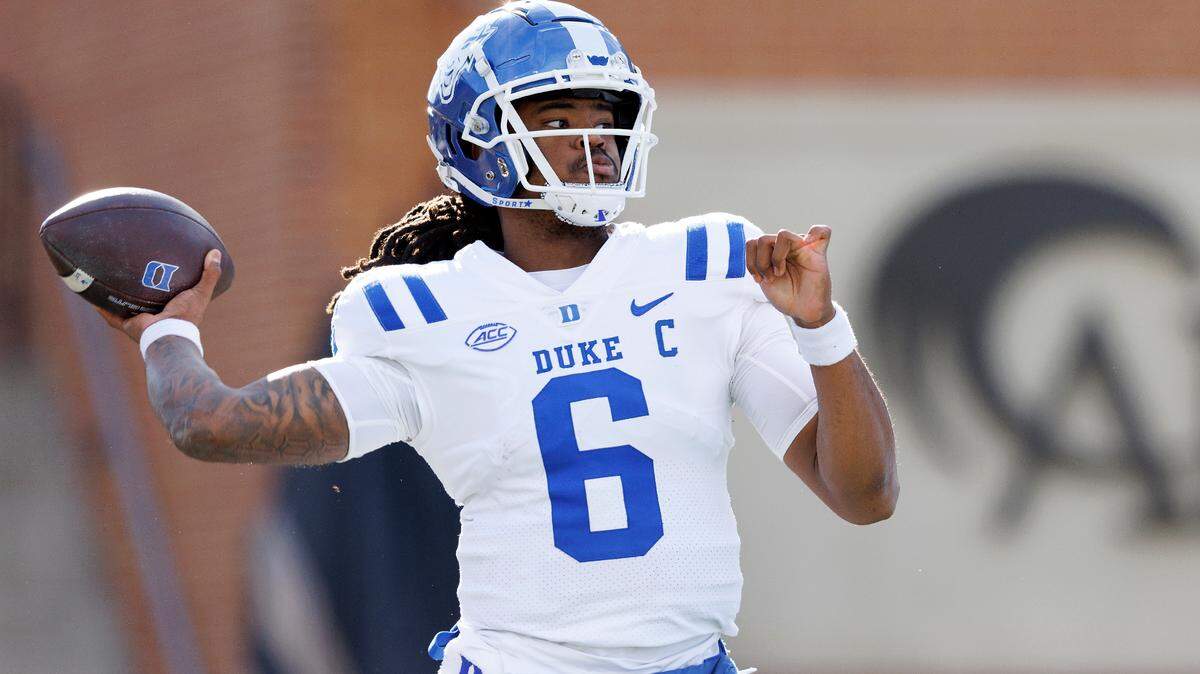 Duke quarterback Maalik Murphy looks to pass during the second half of the Blue Devils’ 23-17 win over Wake Forest at Allegacy Stadium on Saturday, Nov. 30, 2024, in Winston-Salem, N.C.